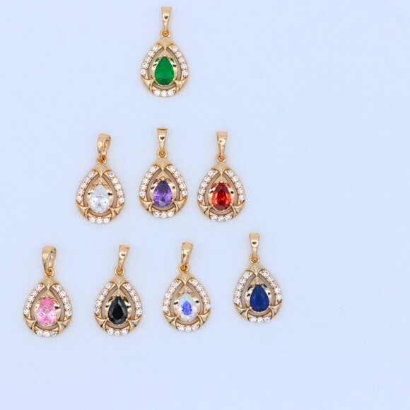 "Rainbow Teardrop Pendant with Gold Plated Finish and Sparkling Detail, XPPT1803 - Picture 10 of 13